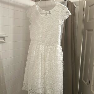 Girls short white Sunday Dress